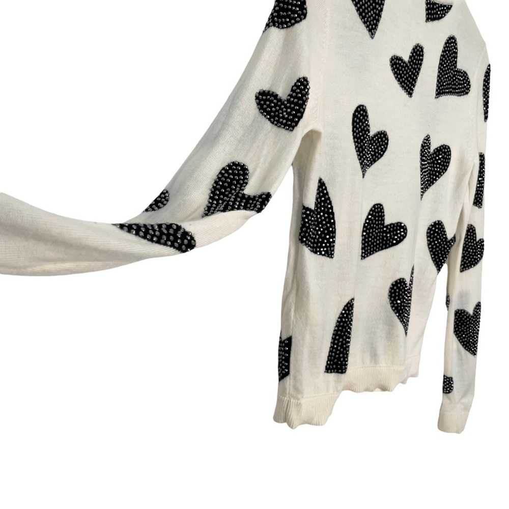 Alice + Olivia | Carey Sequin-Heart Wool Pullover Sweater - Picture 5 of 12